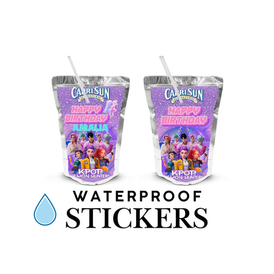K-POP Huntrix Capri-sun Wrappers | Waterproof Label Stickers | Birthday Theme (Pack of 4)