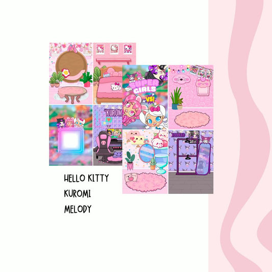 Avatar World Hello Kitty, Kuromi, Melody Toca Boca Velcro Book For Kids