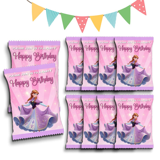 Personalised Crisps Packet | Anna Frozen Design | Party Favours | Birthday Treat Bag (Pack of 10)