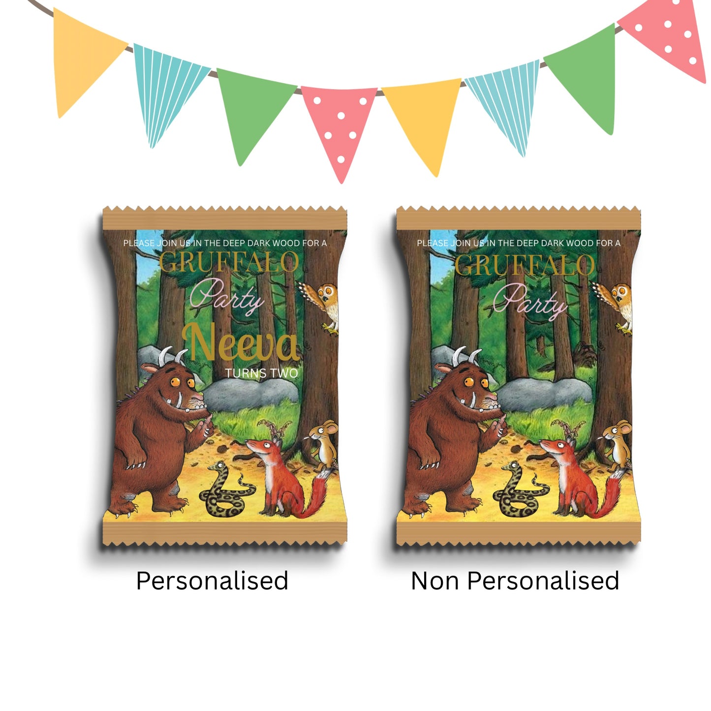 Personalised Crisps Packet | Gruffalo Design | Party Favours | Birthday Treat Bag (Pack of 10)