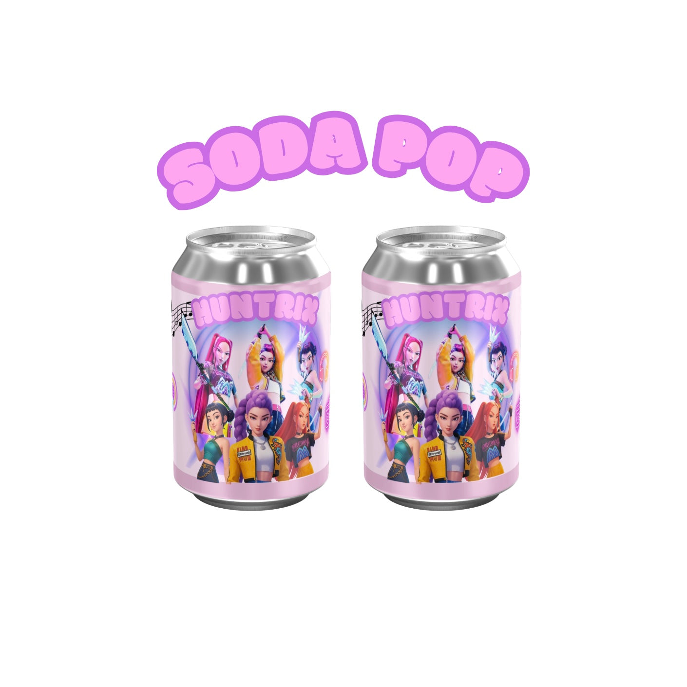 K-POP Huntrix Soda Can Wrappers | Waterproof Label Stickers | Birthday Party Upgrade (Pack of 2)