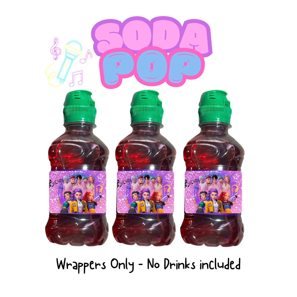 K-POP Huntrix Fruit Shoot Juice 200ml Wrappers | Waterproof Label Stickers | Birthday Party Upgrade