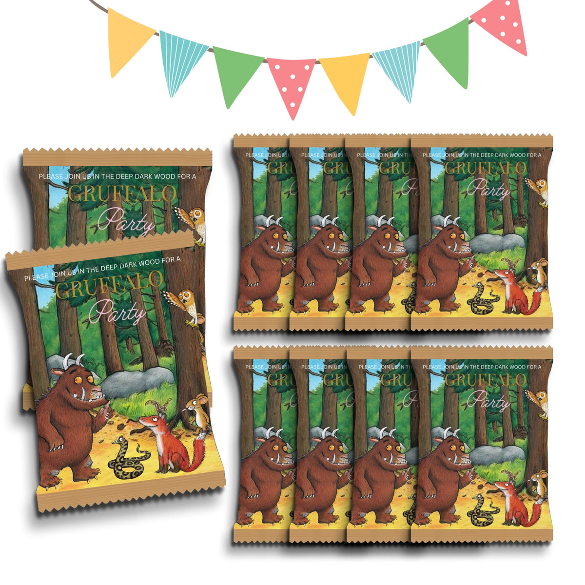 Personalised Crisps Packet | Gruffalo Design | Party Favours | Birthday Treat Bag (Pack of 10)