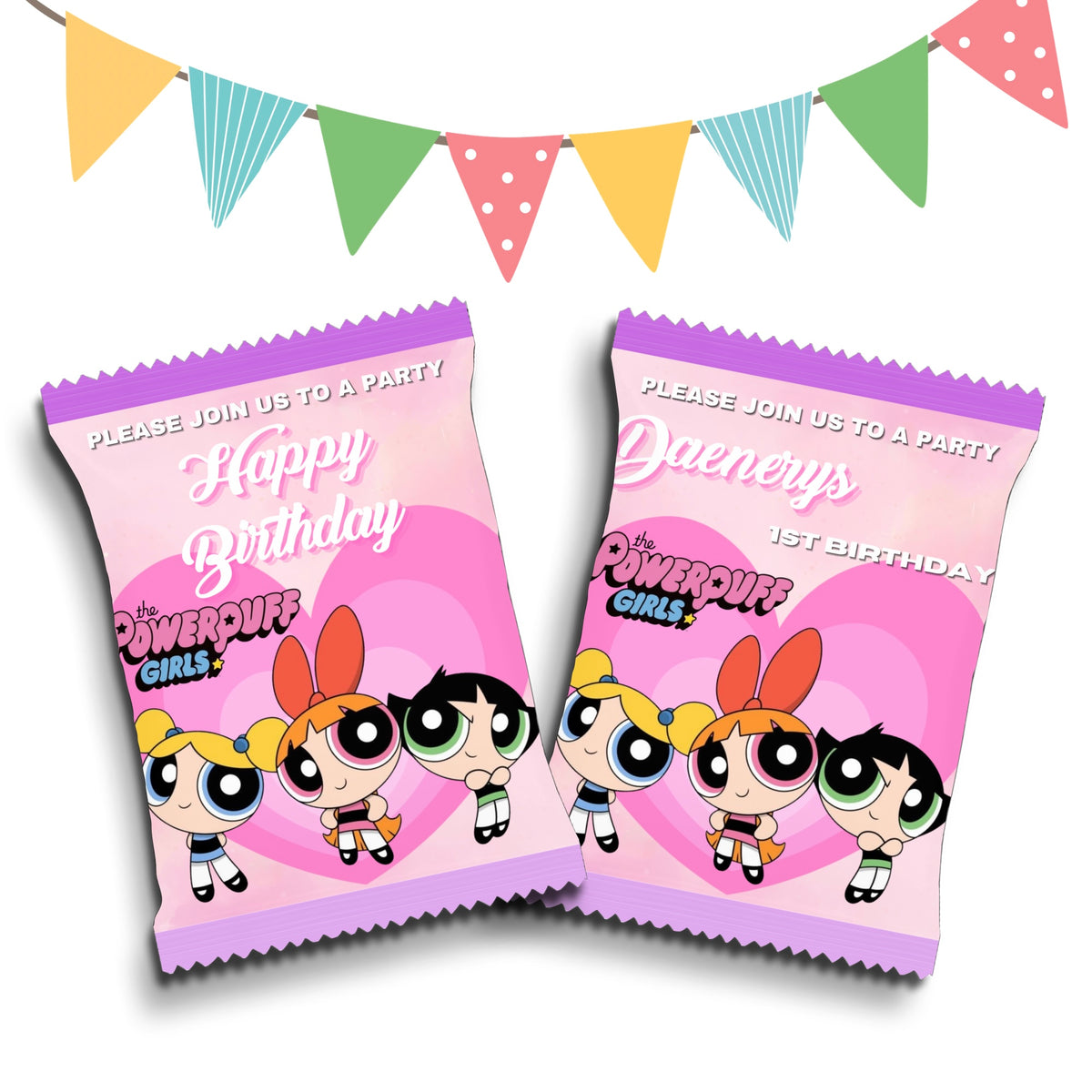 Personalised Crisps Packet | Power Puff Girls Design | Party Favours | Birthday Treat Bag (Pack of 10)
