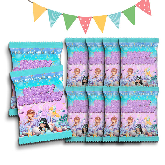Personalised Crisps Packet | Mermaids Design | Party Favours | Birthday Treat Bag (Pack of 10)