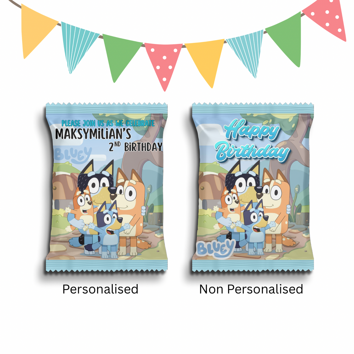 Personalised Crisps Packet | Bluey Design | Party Favours | Birthday Treat Bag (Pack of 10)