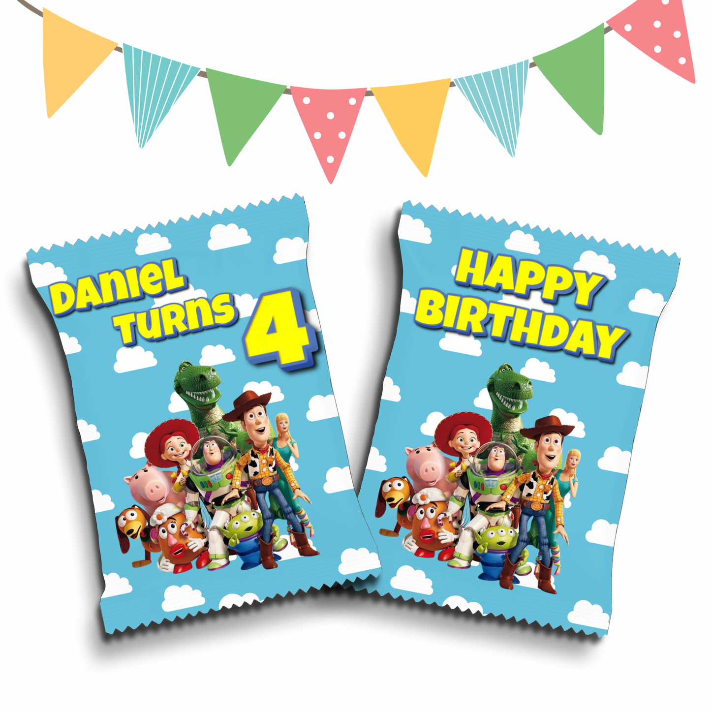 Personalised Crisps Packet | ToyStory Design | Party Favours | Birthday Treat Bag (Pack of 10)