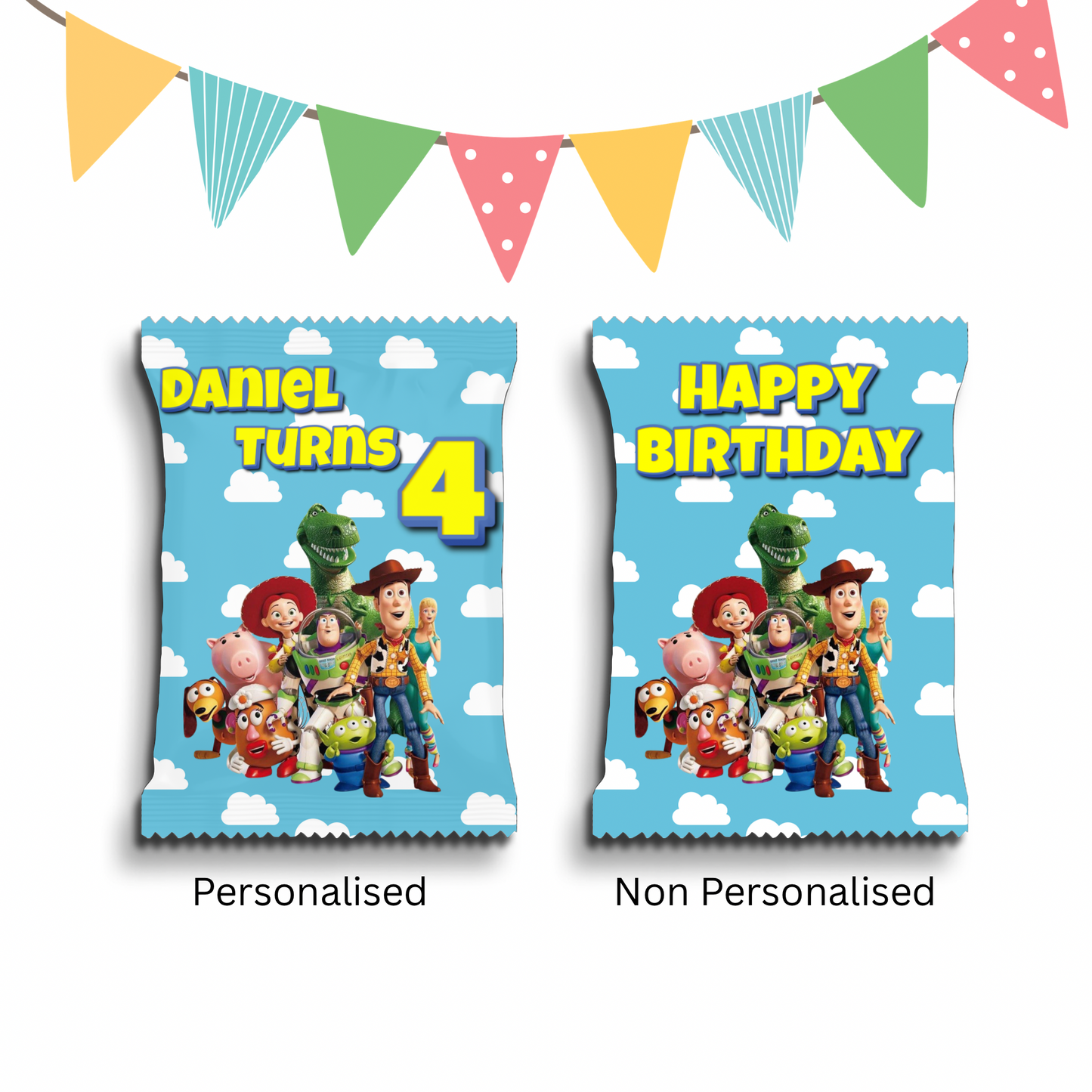 Personalised Crisps Packet | ToyStory Design | Party Favours | Birthday Treat Bag (Pack of 10)