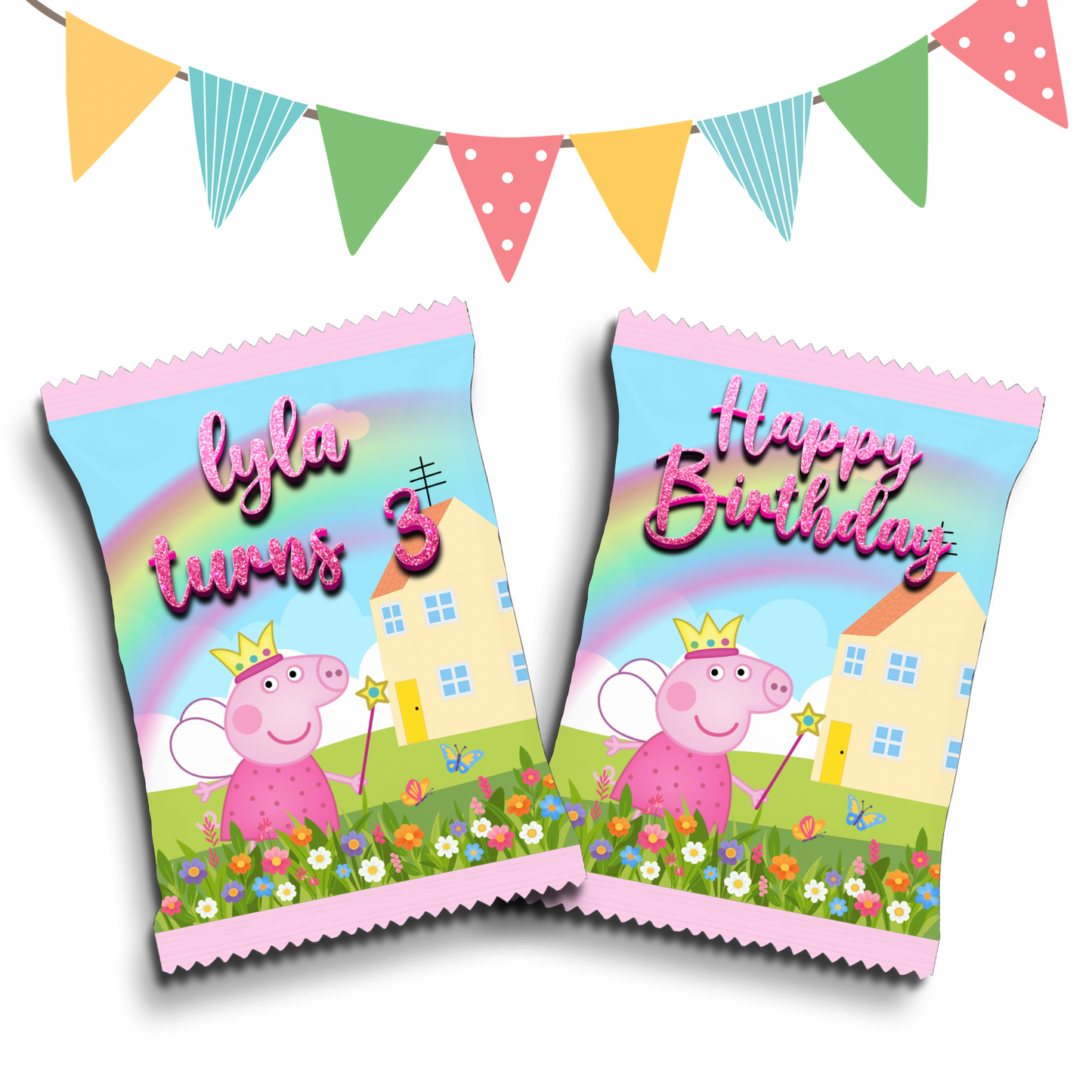 Personalised Crisps Packet | Peppa Design | Party Favours | Birthday Treat Bag (Pack of 10)