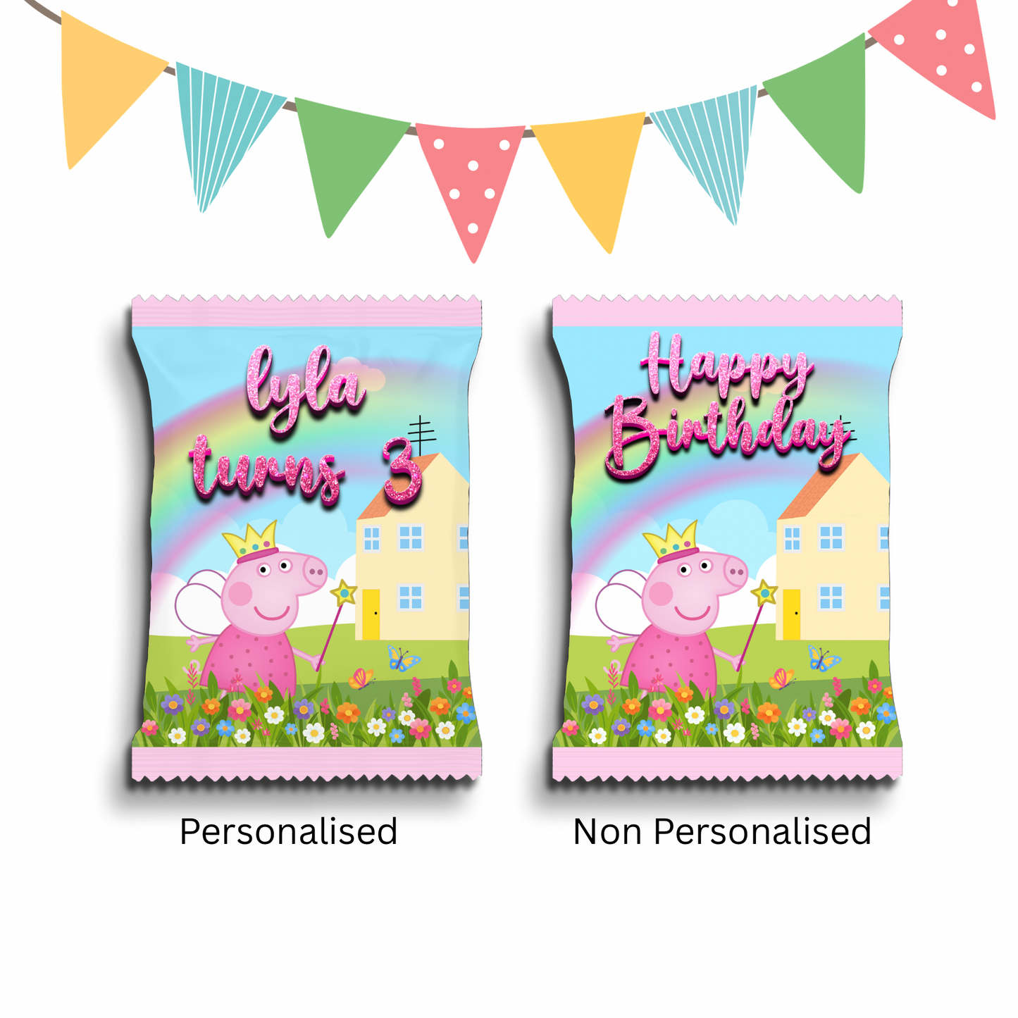 Personalised Crisps Packet | Peppa Design | Party Favours | Birthday Treat Bag (Pack of 10)