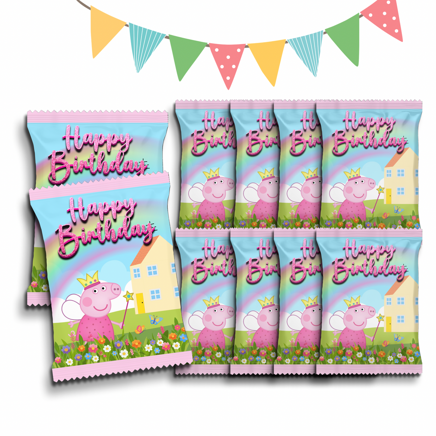 Personalised Crisps Packet | Peppa Design | Party Favours | Birthday Treat Bag (Pack of 10)