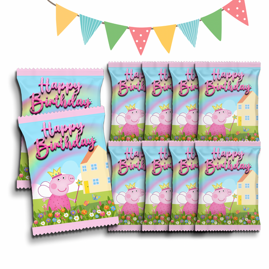Personalised Crisps Packet | Peppa Design | Party Favours | Birthday Treat Bag (Pack of 10)