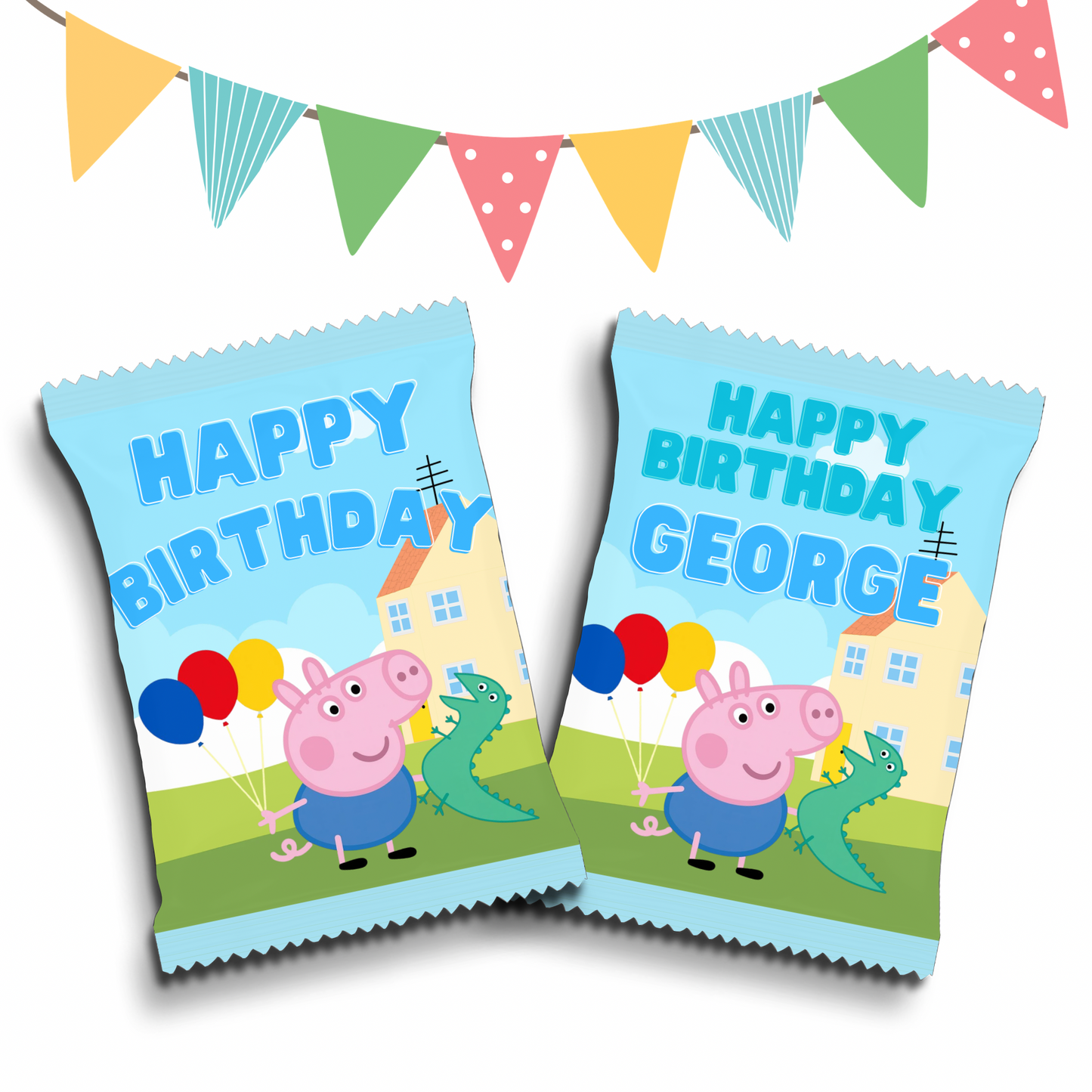 Personalised Crisps Packet | George Pig Design | Party Favours | Birthday Treat Bag (Pack of 10)