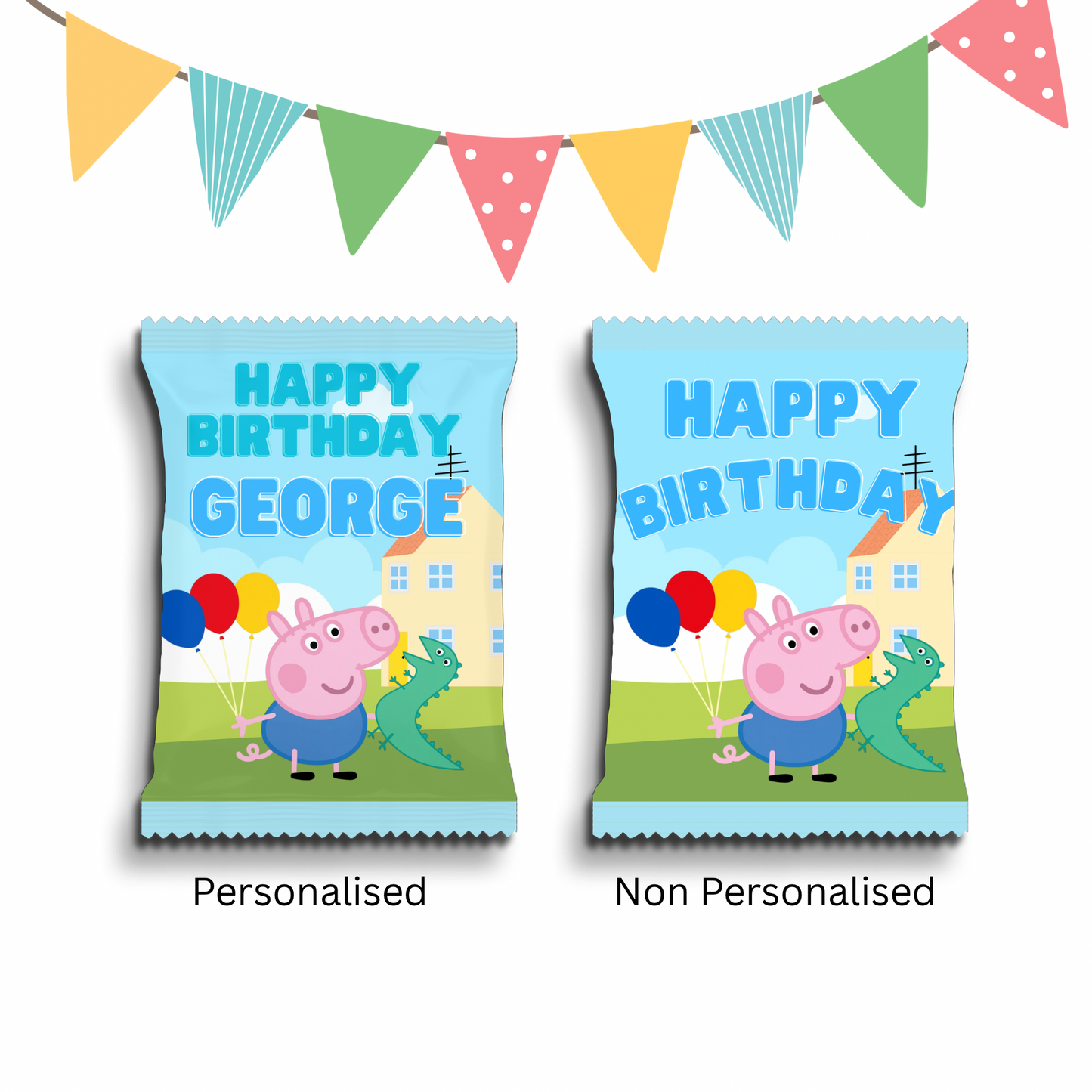 Personalised Crisps Packet | George Pig Design | Party Favours | Birthday Treat Bag (Pack of 10)