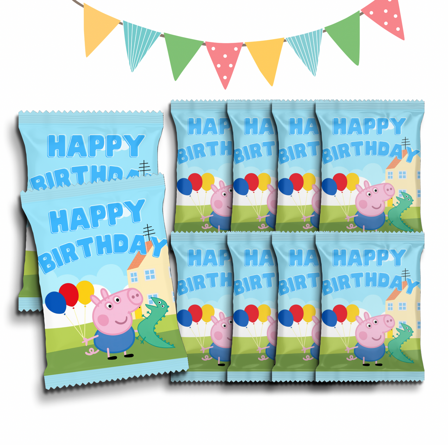 Personalised Crisps Packet | George Pig Design | Party Favours | Birthday Treat Bag (Pack of 10)