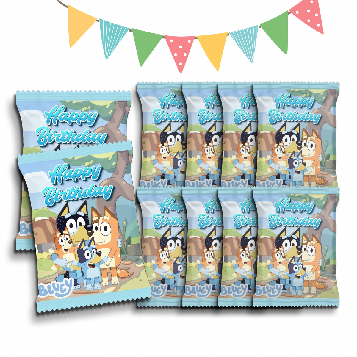 Personalised Crisps Packet | Bluey Design | Party Favours | Birthday Treat Bag (Pack of 10)