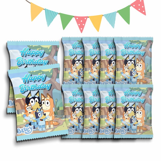 Personalised Crisps Packet | Bluey Design | Party Favours | Birthday Treat Bag (Pack of 10)