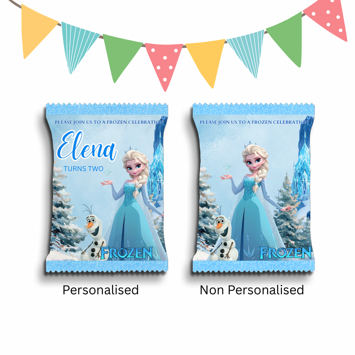 Personalised Crisps Packet | Elsa Frozen Design | Party Favours | Birthday Treat Bag (Pack of 10)